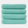 Diagonal Ribbed Cotton 4-Pc. Bath Towel Set - Turquoise