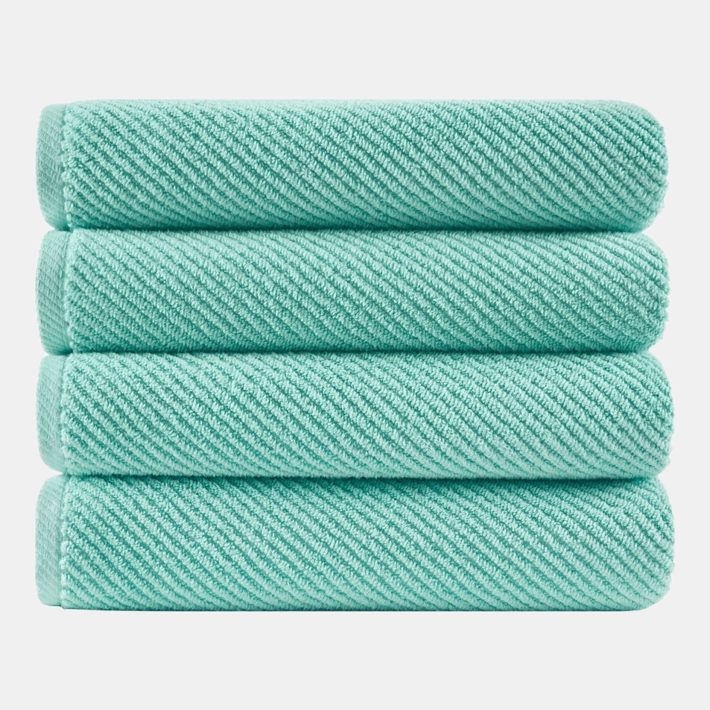 Diagonal Ribbed Cotton 4-Pc. Bath Towel Set - Turquoise