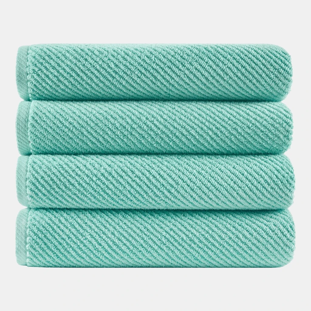 Diagonal Ribbed Cotton 4-Pc. Bath Towel Set - Turquoise