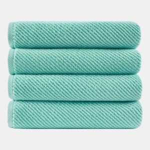 Diagonal Ribbed Cotton 4-Pc. Bath Towel Set - Turquoise