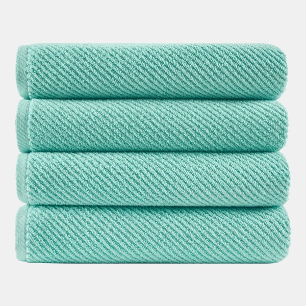 Diagonal Ribbed Cotton 4-Pc. Bath Towel Set - Turquoise