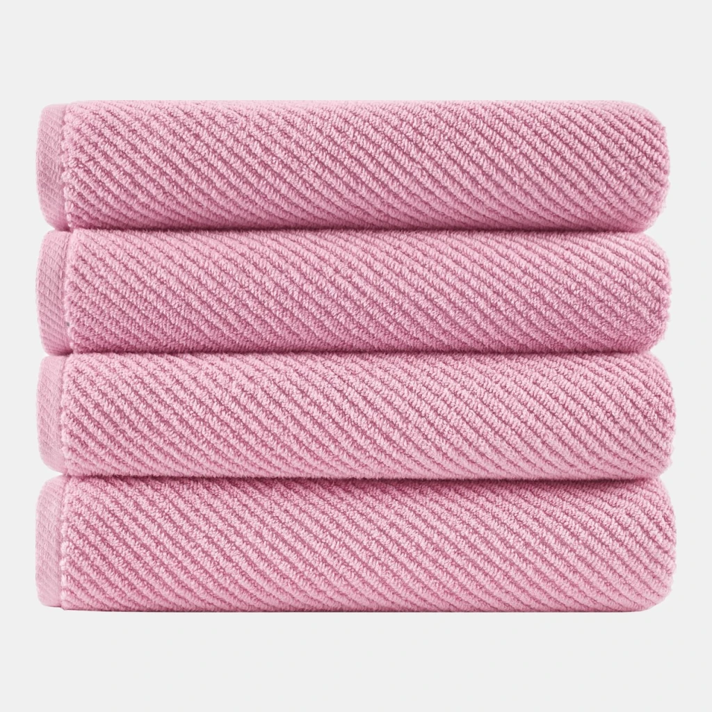 Diagonal Ribbed Cotton 4-Pc. Bath Towel Set - Pink