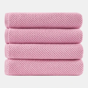 Diagonal Ribbed Cotton 4-Pc. Bath Towel Set - Pink