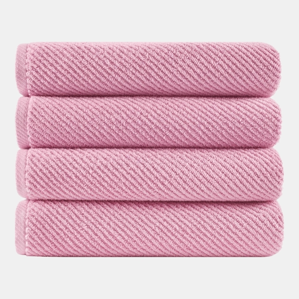 Diagonal Ribbed Cotton 4-Pc. Bath Towel Set - Pink