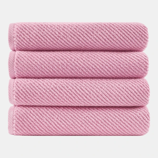 Diagonal Ribbed Cotton 4-Pc. Bath Towel Set - Pink