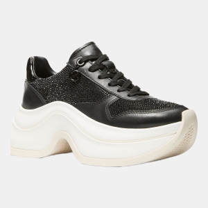 Michael Kors Women's Arla Almond Toe Trainer Sneakers - Jet Black Hotfix
