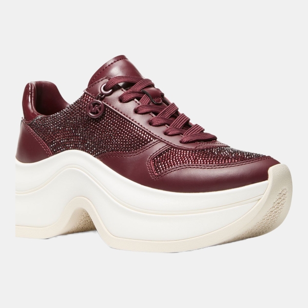 Michael Kors Women's Arla Almond Toe Trainer Sneakers - Oxblood Burgundy Hotfix