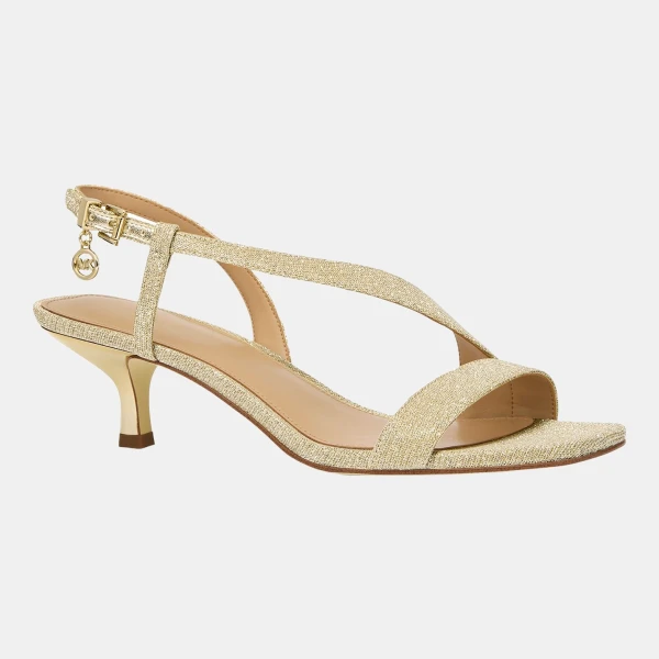 Michael Kors Women's Jaida Kitten Dress Sandals - Pale Gold Metallic