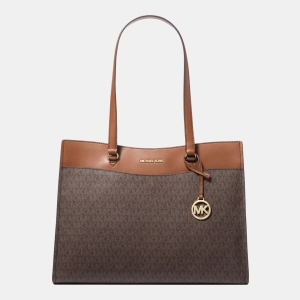 Michael Kors Outlet Jet Set Large Signature Logo Tote Bag - BROWN