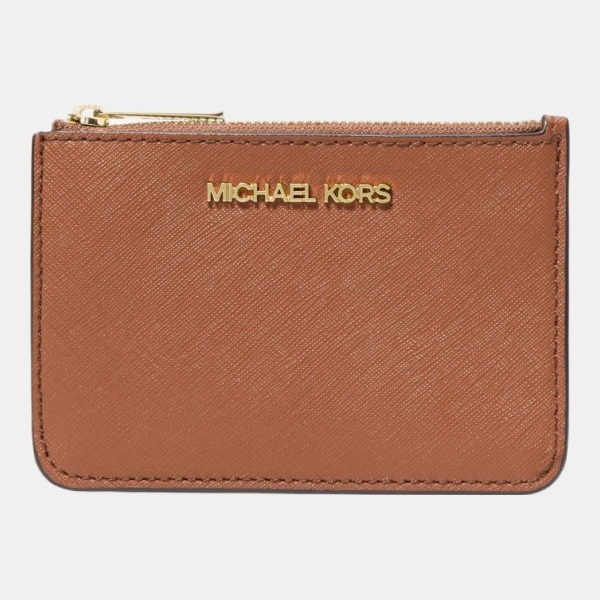 Michael Kors Outlet Jet Set Travel Small Saffiano Leather Coin Pouch - LUGGAGE