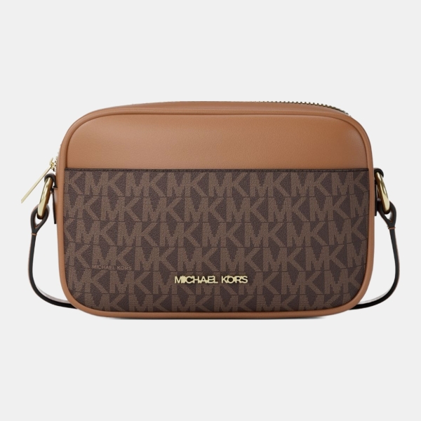Michael Kors Outlet Jet Set Small Signature Logo Camera Crossbody Bag
