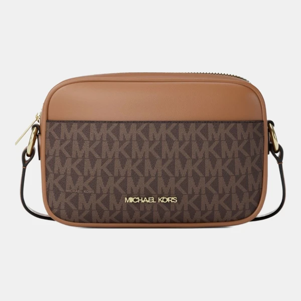 Michael Kors Outlet Jet Set Small Signature Logo Camera Crossbody Bag