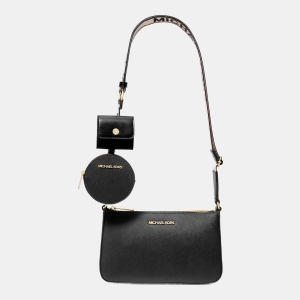 Michael Kors Outlet Jet Set Saffiano Leather Crossbody Bag with Case for Apple Airpods Pro