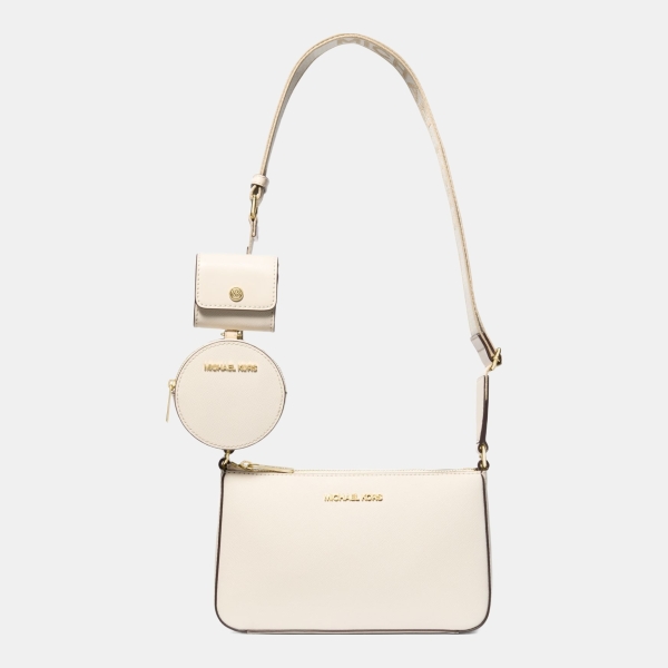 Michael Kors Outlet Jet Set Saffiano Leather Crossbody Bag with Case for Apple Airpods Pro