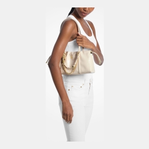 Michael Kors Outlet Matilda Small Cinched Shoulder Bag - LT CREAM - Image 4