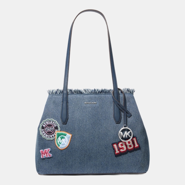 Michael Kors Outlet Avalon Medium Embellished Denim Convertible Tote Bag