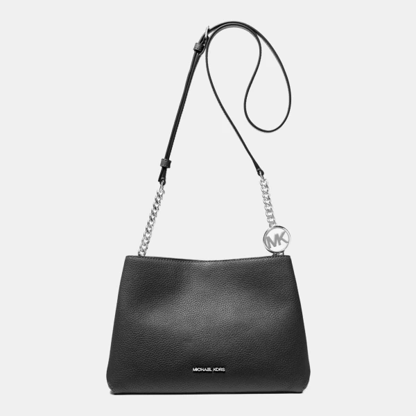 Michael Kors Outlet Christina Small Pebbled Leather Crossbody Bag - BLACK
