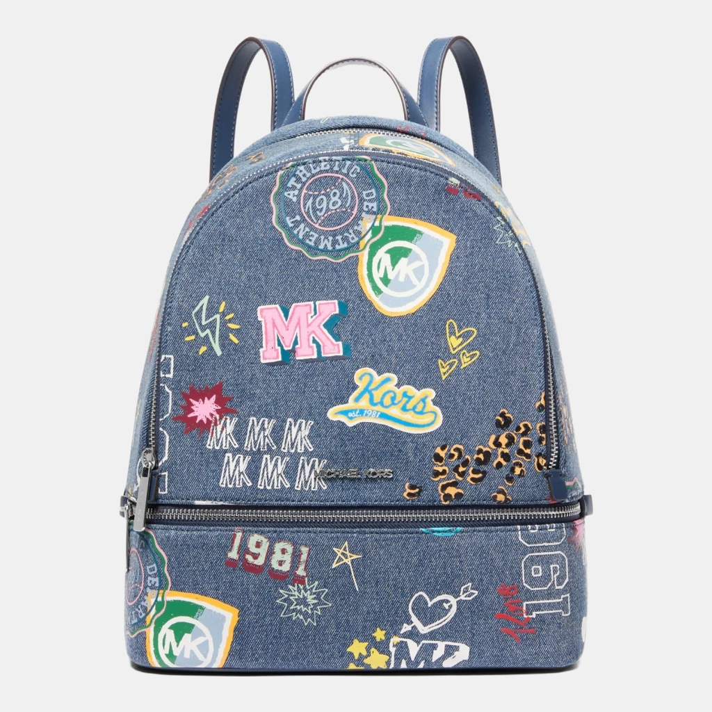 Michael Kors Outlet Rhea Medium Embellished Denim Backpack