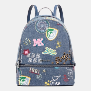 Michael Kors Outlet Rhea Medium Embellished Denim Backpack