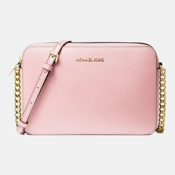 Michael Kors Outlet Jet Set Large Saffiano Leather Crossbody Bag - POWDER BLUSH