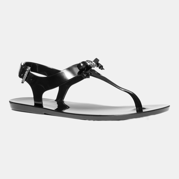 Michael Kors Women's Eva Buckle Thong Jelly Flat Sandals - Black Jelly