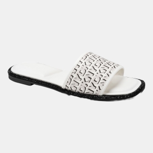 DKNY Women's Badin Slide Flat Sandals - Marshmallow/Black Logo