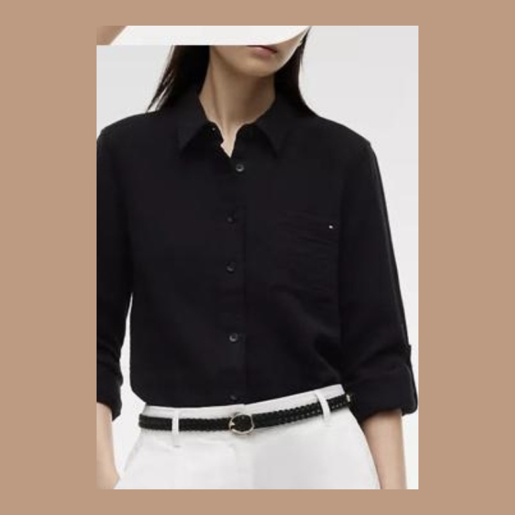 Tommy Hilfiger Black Long-Sleeve Button-Up Shirt - Black - Size XL