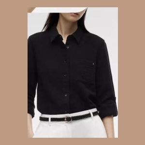 Tommy Hilfiger Black Long-Sleeve Button-Up Shirt - Black - Size XL