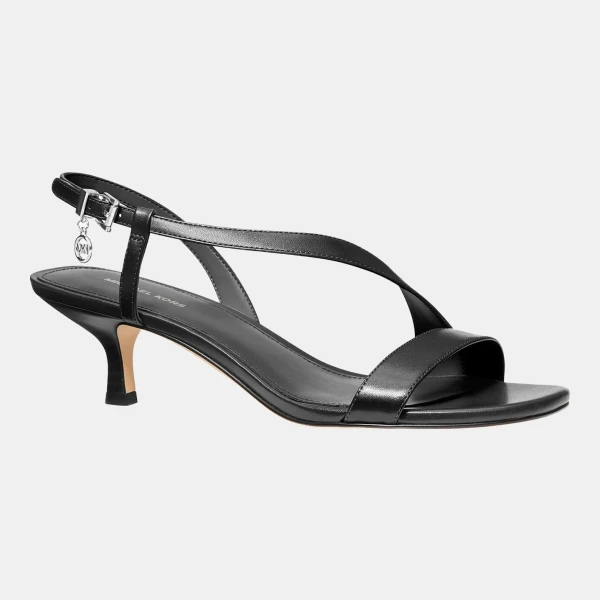 Michael Kors Women's Jaida Kitten Dress Sandals - Black Leather