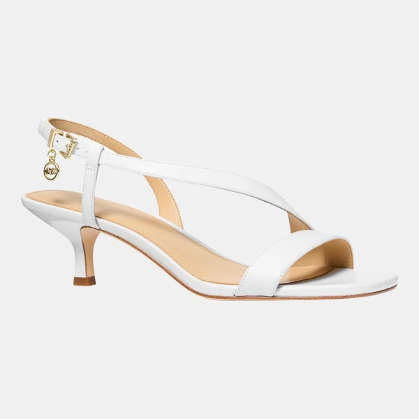 Michael Kors Women's Jaida Kitten Dress Sandals - Optic White Leather