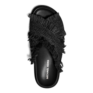 Michael Kors Women's Peyton Flat Sandals - Black Faux Raffia - Image 4