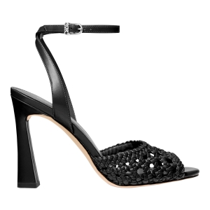 Michael Kors Women's Rosie Peep Toe High Sandals - Black Woven - Image 3