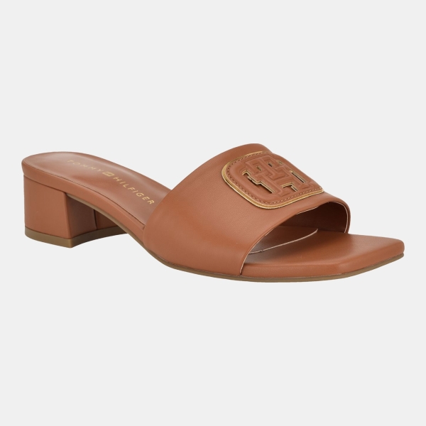 Tommy Hilfiger Women's Penni Logo Block Heel Slip-On Sandals - Tan