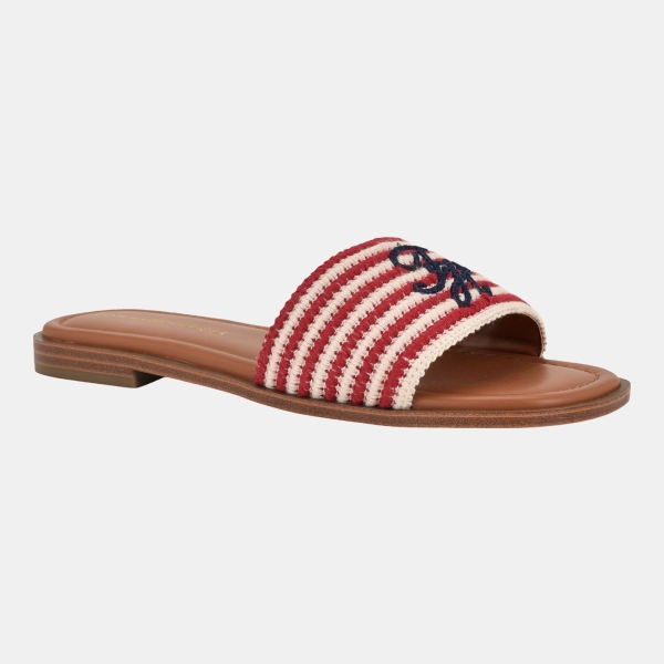 Tommy Hilfiger Women's Temira Flat Slide Sandals - Medium Red