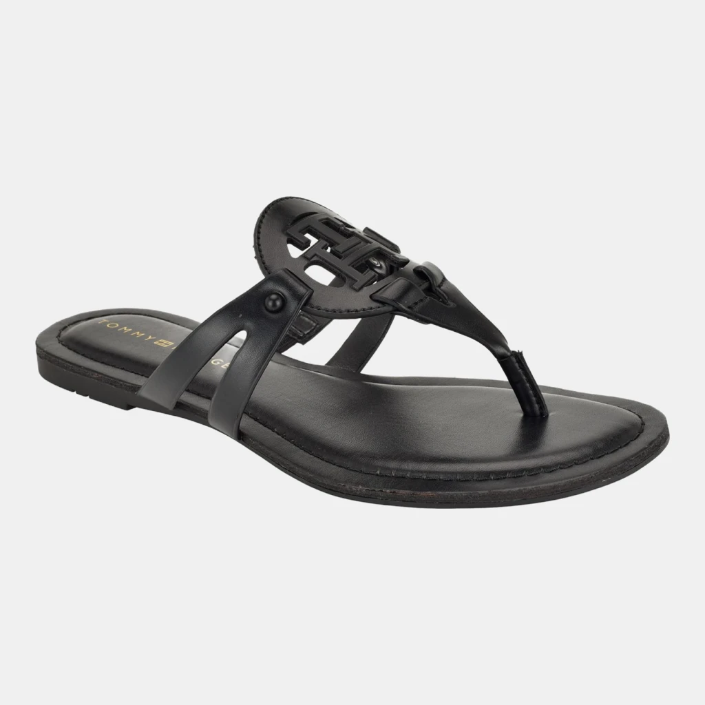 Tommy Hilfiger Women's Lerriz Logo Flat Thong Slide Sandals  - Black