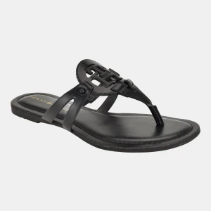 Tommy Hilfiger Women's Lerriz Logo Flat Thong Slide Sandals - Black