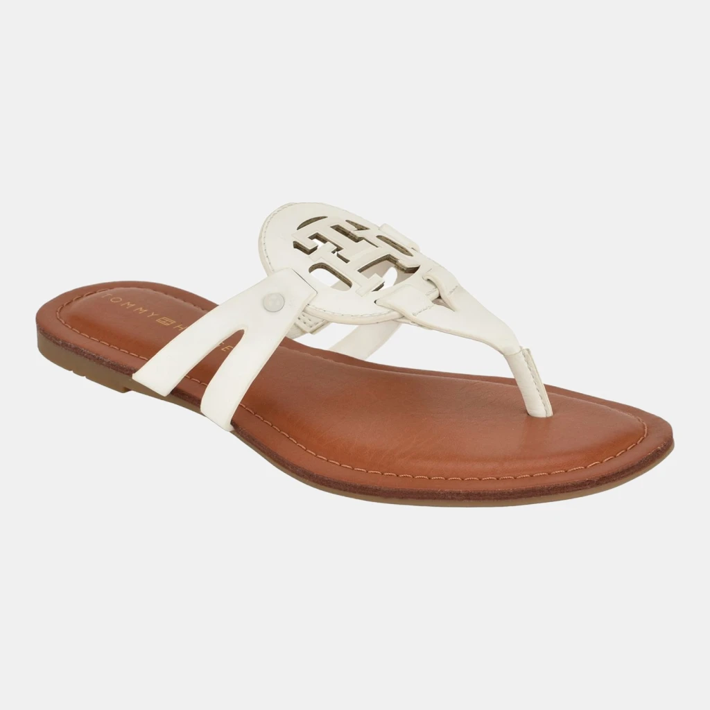 Tommy Hilfiger Women's Lerriz Logo Flat Thong Slide Sandals  - White