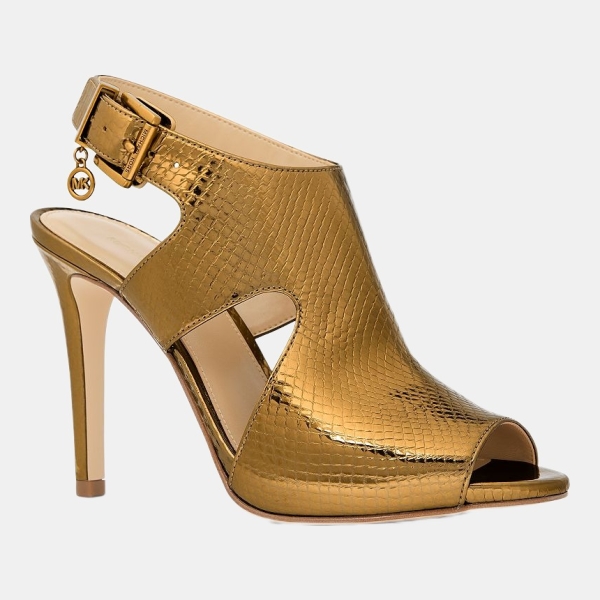 Michael Kors Women's Harper Heeled Dress Sandals - Antique Gold Leather