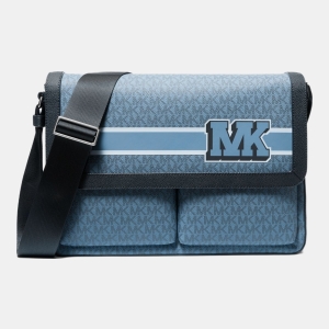 Michael Kors Outlet Pacey Embellished Signature Logo Messenger Bag - DENIM