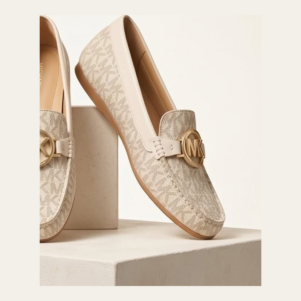 Michael Kors MK Logo Loafers - Beige/Cream - Size 7
