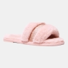 Michael Kors Outlet Alexis Faux Fur and Metallic Signature Logo Slide Sandal - POWDER BLUSH