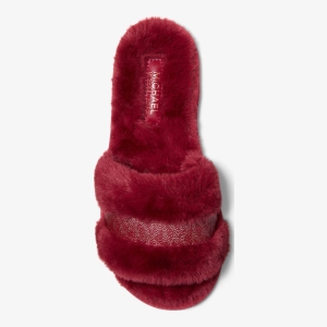 Michael Kors Outlet Alexis Faux Fur and Metallic Signature Logo Slide Sandal - Image 4