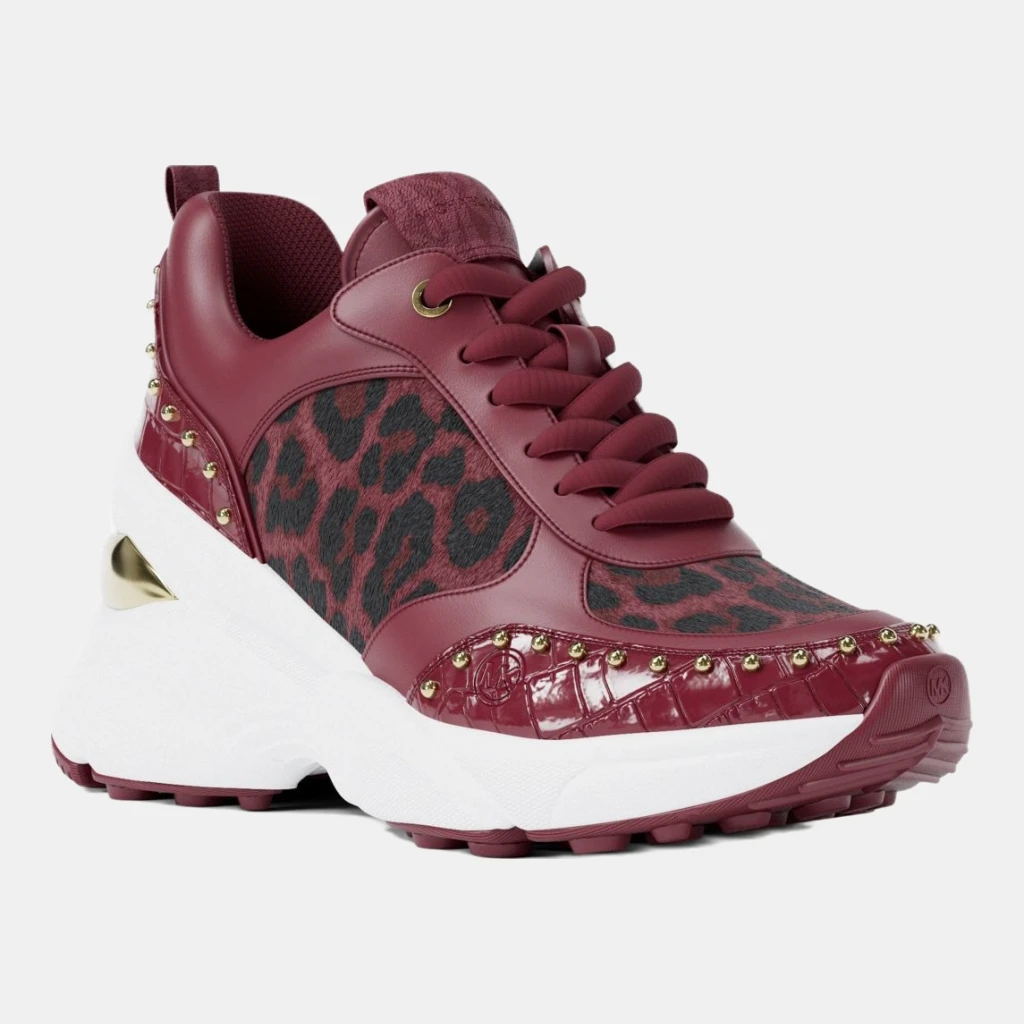 Michael Kors Outlet Katrina Mixed-Media Trainer - CHERRY