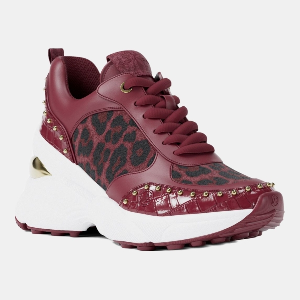 Michael Kors Outlet Katrina Mixed-Media Trainer - CHERRY