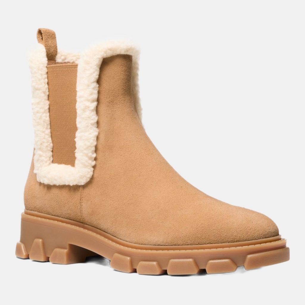 Michael Kors Outlet Ridley Suede and Faux Shearling Boot