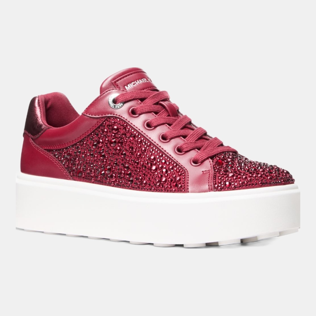 Michael Kors Outlet Romey Embellished Platform Sneaker - CHERRY