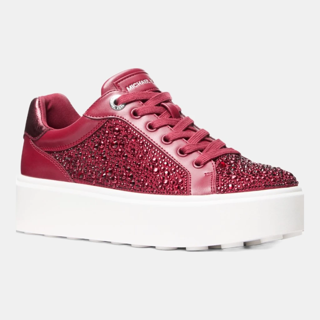 Michael Kors Outlet Romey Embellished Platform Sneaker - CHERRY