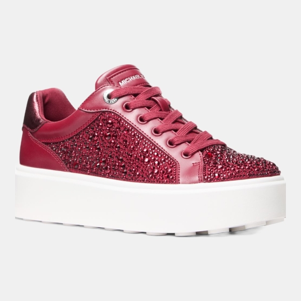 Michael Kors Outlet Romey Embellished Platform Sneaker - CHERRY