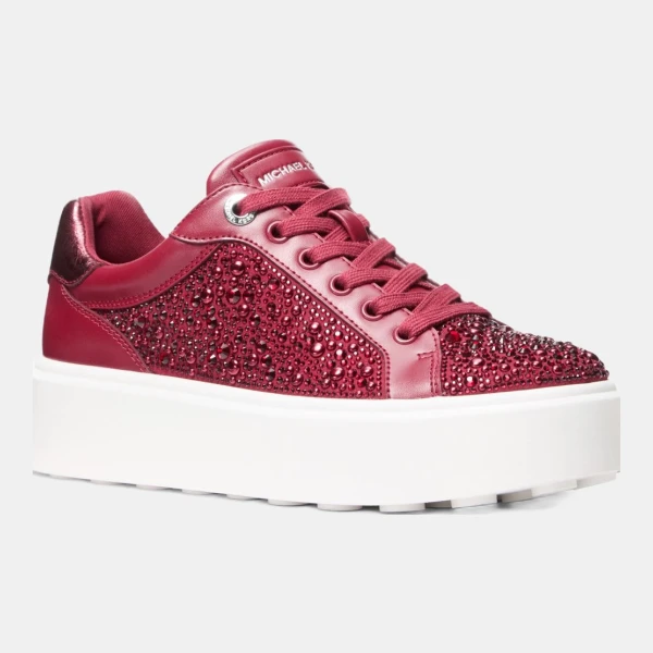 Michael Kors Outlet Romey Embellished Platform Sneaker - CHERRY