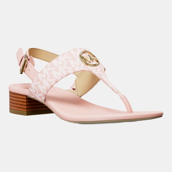 Michael Kors Outlet Hannah Signature Logo T-Strap Sandal